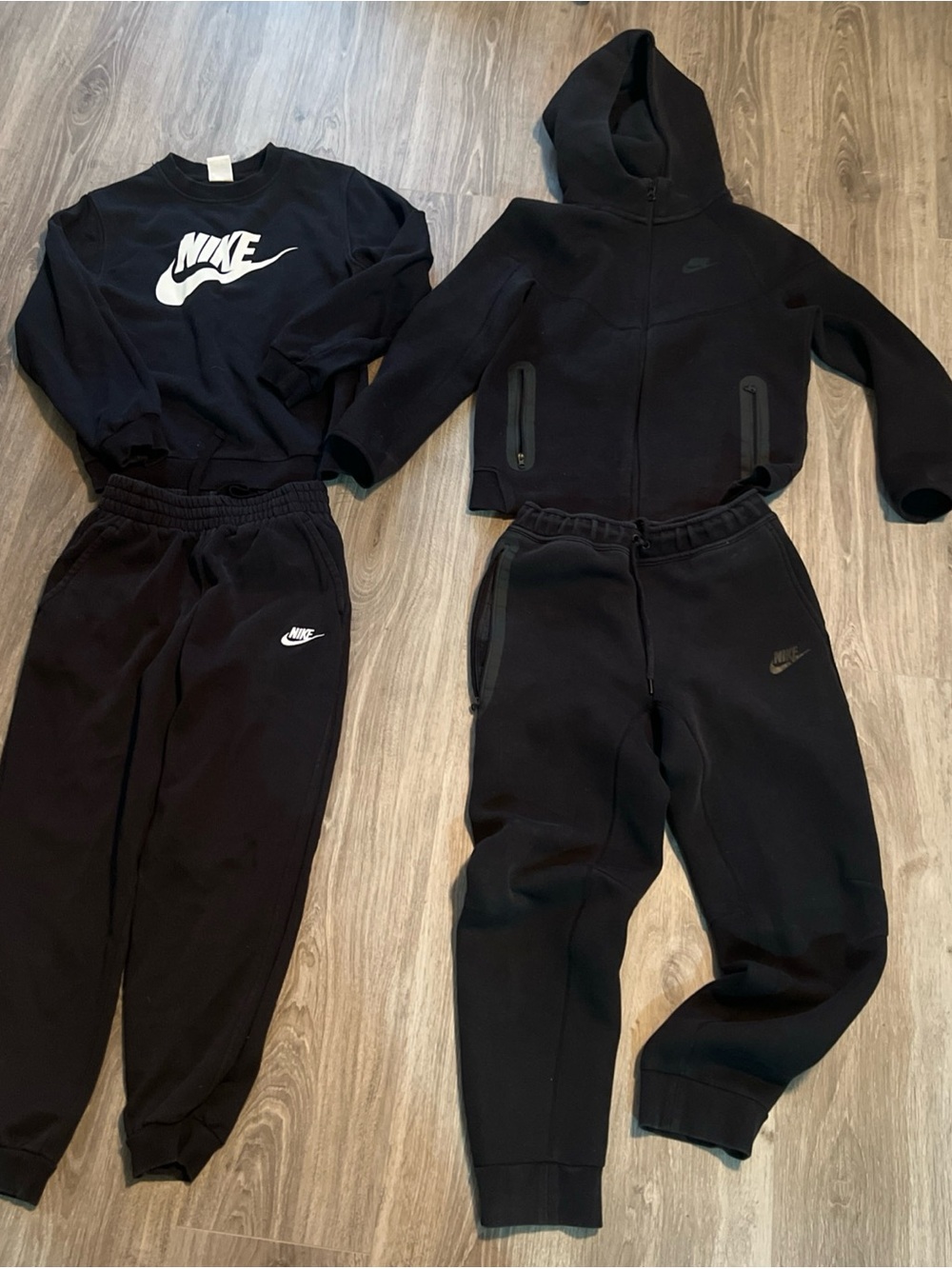 Lot of 2 Nike Black Crewneck Sweatshirt with White Tag Logo